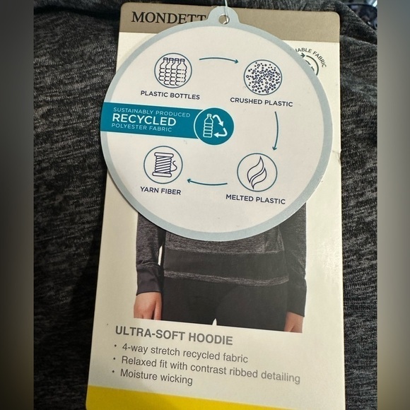 Mondetta Soft Hoodie Charcoal Melange Size Small - Picture 4 of 4